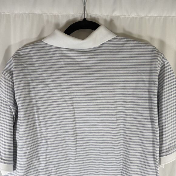 Roundtree Yorke Gold Label Polo Men Large White Striped Short Sleeve 100% Cotton - Picture 9 of 9